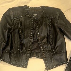 Bebe Black Leather Studded Jacket